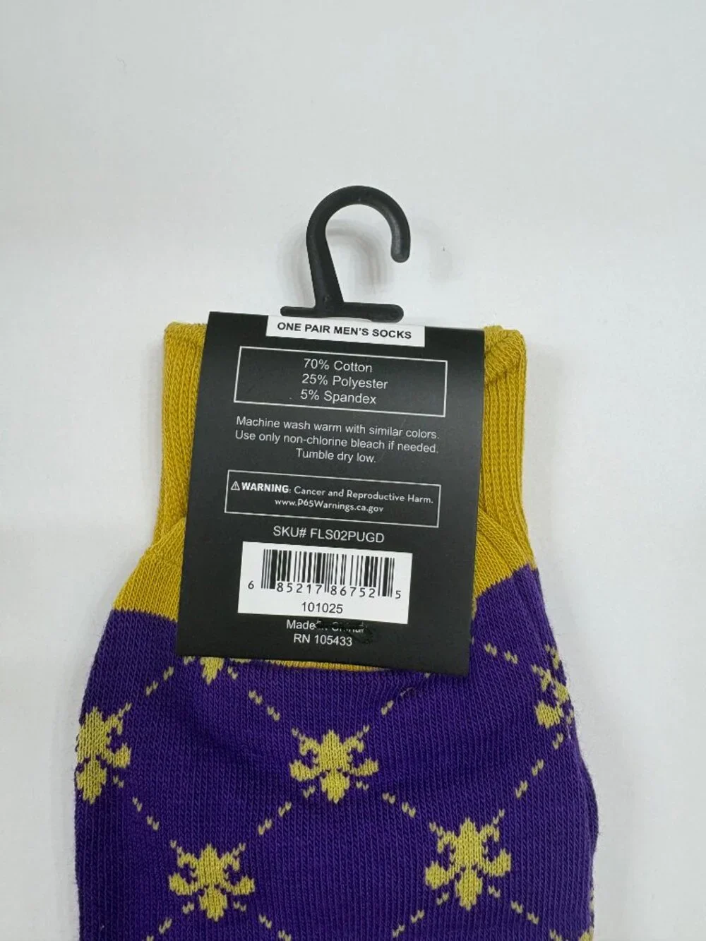 Men's Fleur-de-lis Socks - Purple W/ Yellow/Gold- NWT